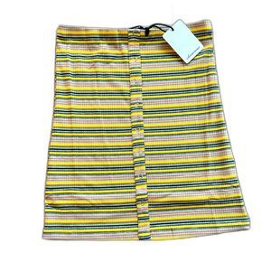 NWT* Olivaceous Striped Ribbed Mini Skirt in Yellow and Taupe- Size Small